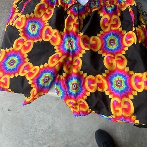 Gucci Kaleidoscope Logo Shorts in Yellow and Blue